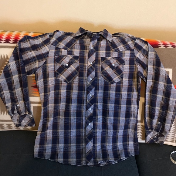 Vintage retro rockabilly plaid cowboy shirt - Picture 1 of 6